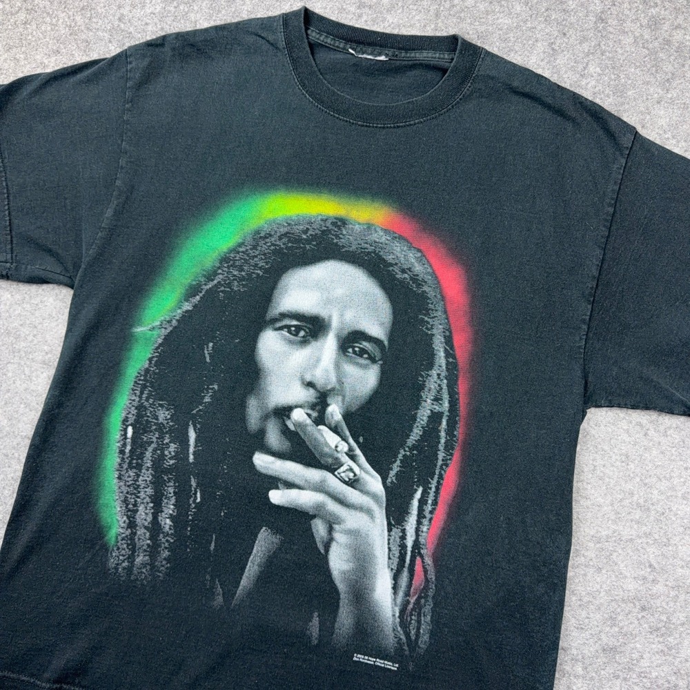 VTG Bob Marley Shirt Mens M Zion Rootswear Smoking Spliff Rasta Reggae Tee 2005